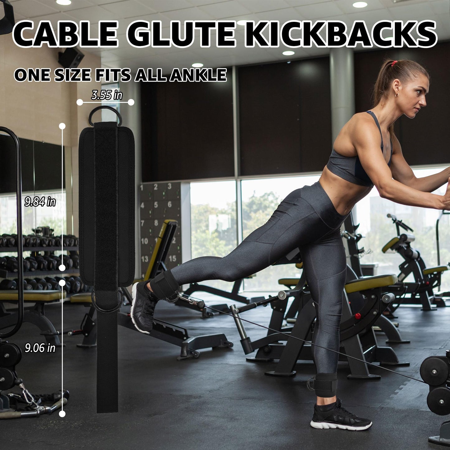 Anemeeoke Fitness Ankle Straps for Cable Machine, Black