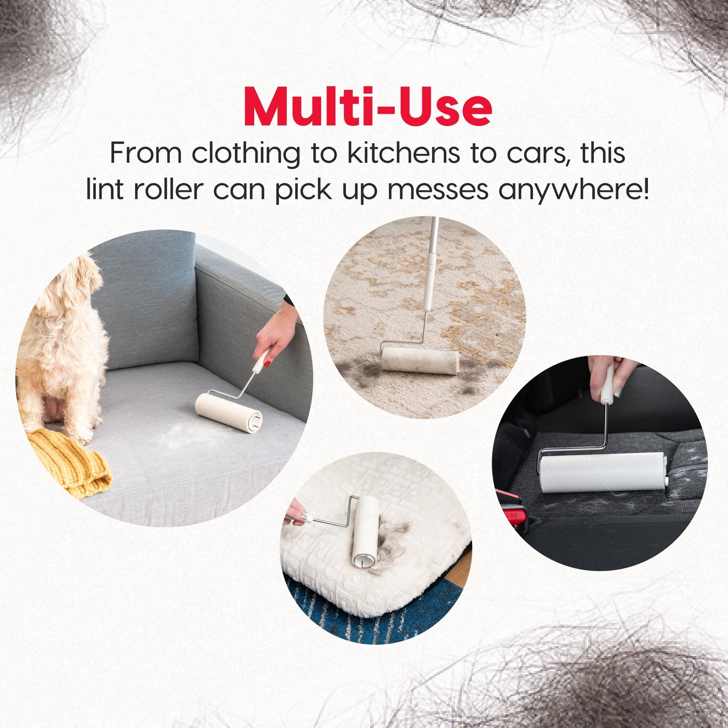 IRIS USA Extra Sticky Lint Roller, Large with Adjustable Extension, Storage Box, Refills, 90 Sheets/Roll, 540 Sheets Total, Easy Tear Lint Remover for Dog Cat Pet Hair On Bed Floor Sofa