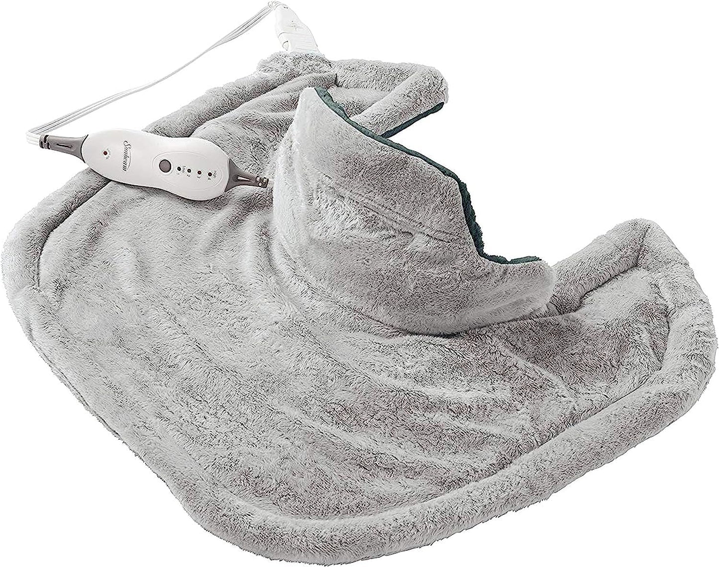 Sunbeam Contoured Heating Pad for Neck & Shoulder Pain Relief with Auto Shut Off Moist Heating Option 22 x 19 Grey