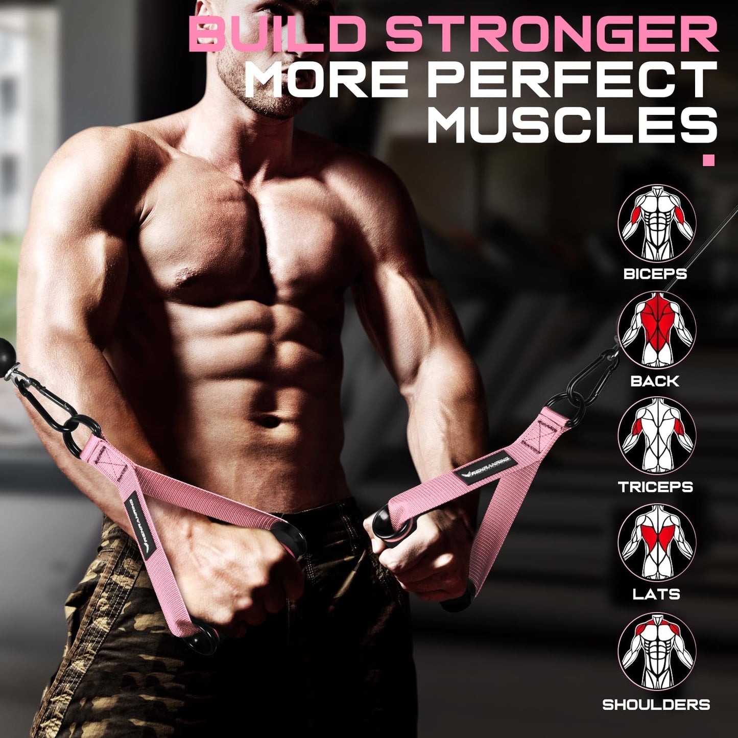 RENRANRING Gym Exercise Handles, Replacement Handle Attachments for Cable Machine Pulleys, Resistance Band and Strength Trainer, Pull Down Workout Accessories, Home Gym Add On Equipment