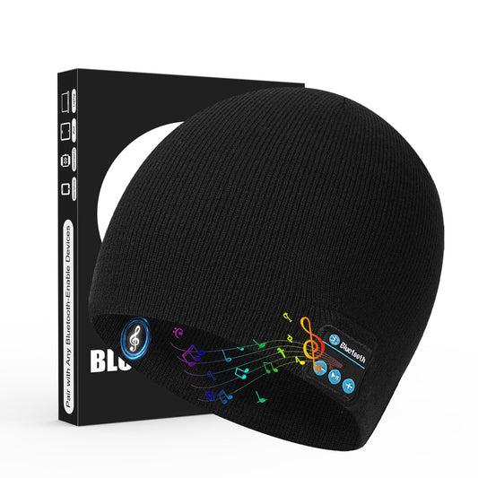 Bluetooth Beanie for Men & Women, Winter Knit Music Hat with Cordless Headphones, 24 Hour Play time, Built-in Microphone and HD Stereo Speakers, Unique Christmas Tech Gifts for Outdoor Homes Black