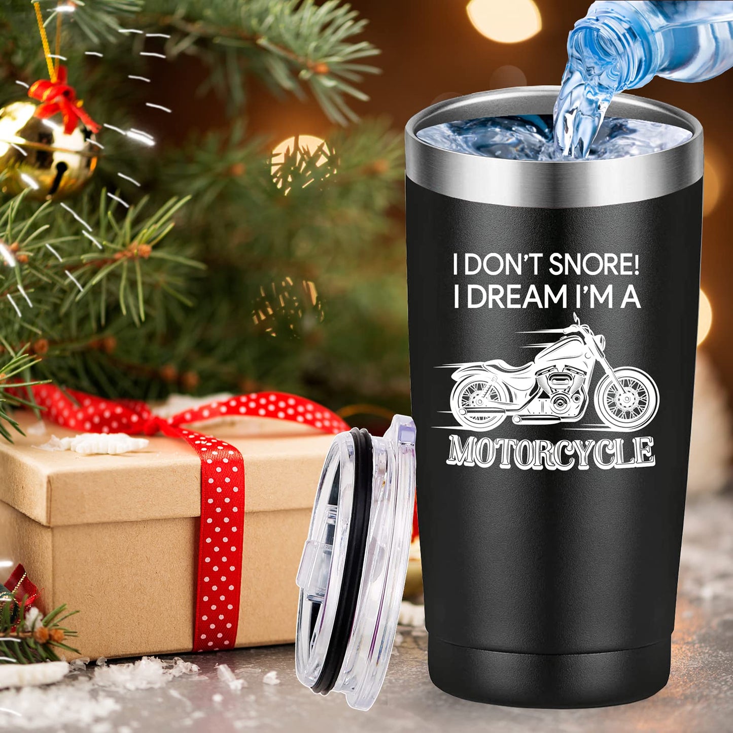 I Don't Snore Dream I'm a Motorcycle Travel Mug Tumbler.Motorcycle Gifts.Father's Day Gifts for Men Dad Grandpa New Grandfather Biker Motorcyclist from Grandson Grandaughter Wife.(20 oz Black)