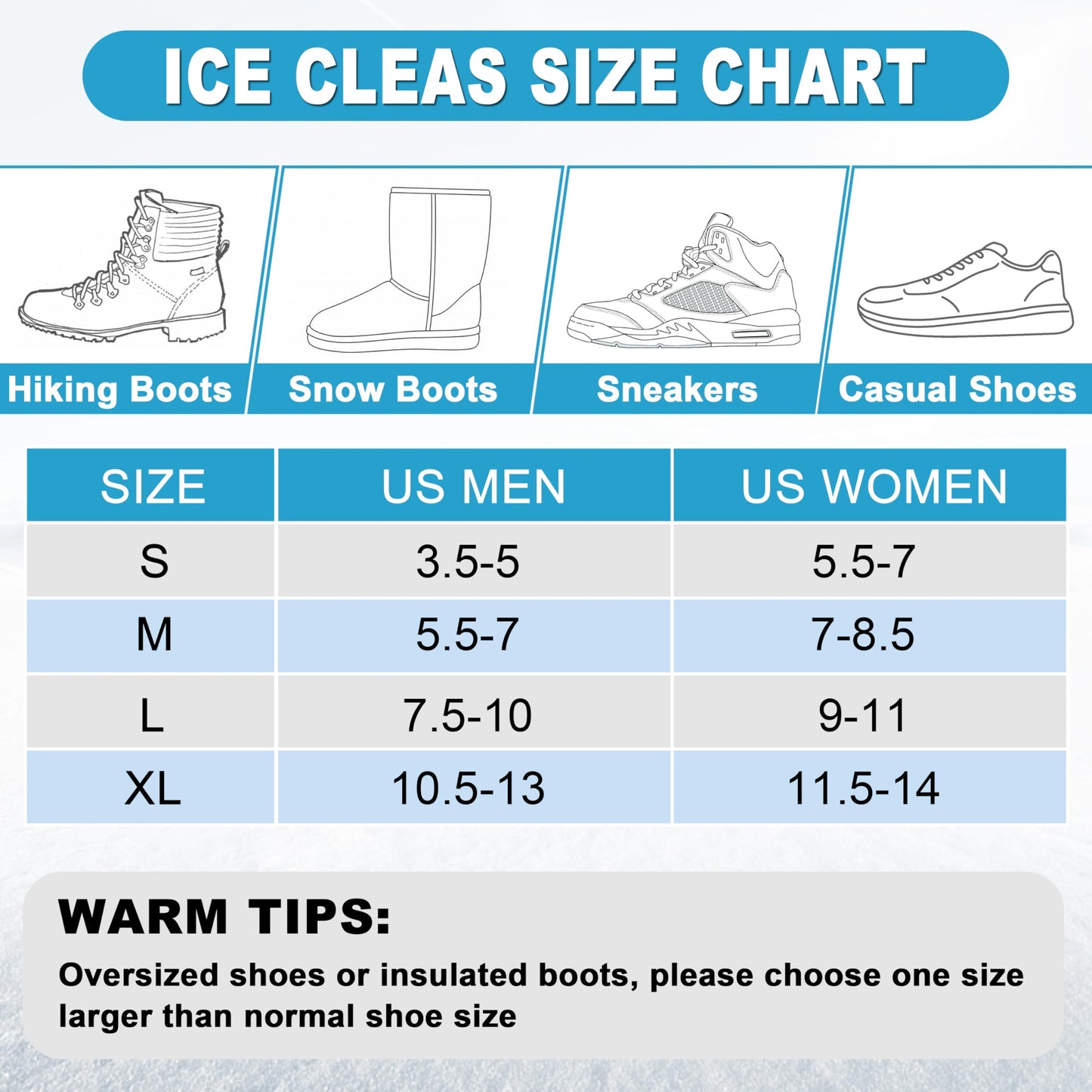 Ice Cleats for Shoes and Boots Snow Traction Cleats Crampons for Walking on Snow and Ice 9 Studs Non-Slip Overshoe Rubber Anti Slip Crampons Slip-on Stretch Footwear Winter Hiking Climbing Ice Fishing