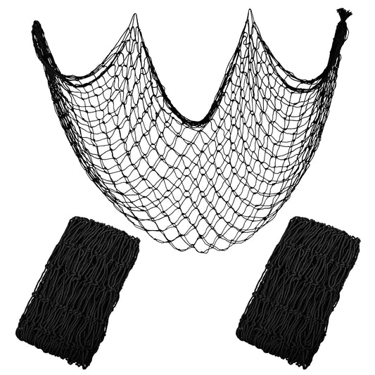 Decorative Fishing Net 80x40 Inch,YuanDe 2 Pack Large Black Picture Fish Net, Wall Photo Hanging Fishnet for Nautical Mermaid Pirate Ocean Themed Hawaii Beach Under The Sea Party Decorations