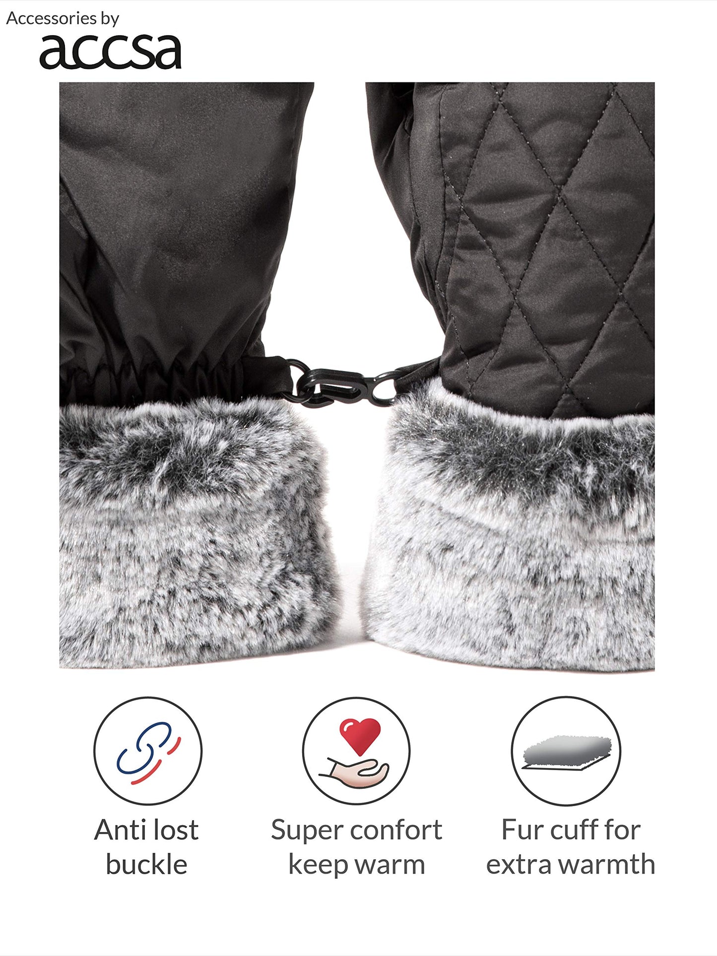 accsa Women Winter Ski Glove Waterproof 3M Thinsulate Warm Windproof Brown L