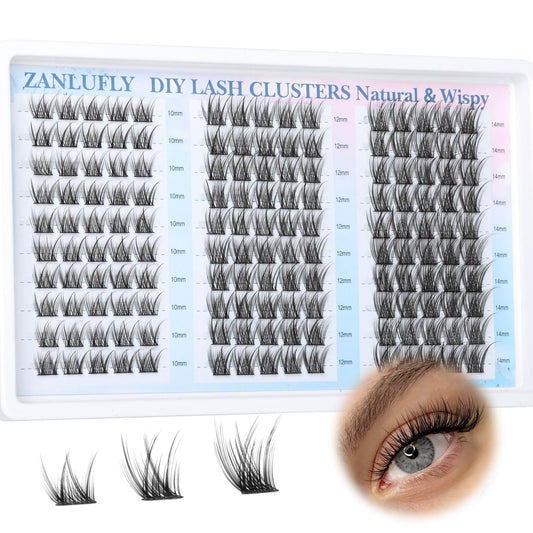 Lash Clusters Wispy Eyelash Clusters Natural C Curl Cluster Lashes zanlufly Wispy Individual Lashes 150Pcs Eyelash Extension 10 12 14MM DIY Lash Extensional Lash Clusters