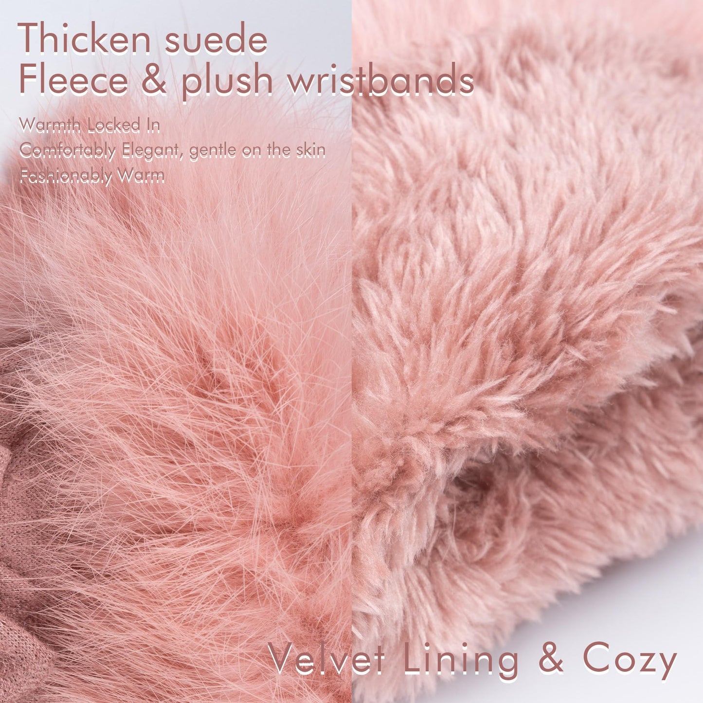 Hysenm Women Winter Gloves With Touch Screen Fingers Warm Suede Gloves Texting Thermal Windproof Mittens for Driving Running,Pink