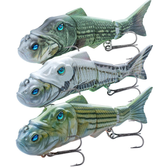 HANDING 3PCS Lifelike Multi-Jointed Swimbait, Bass Fishing Lure for Freshwater and Saltwater, Slow Sinking, Mustad Hook, Angler's Gift, for Pike Largemouth Bass, 1/2oz, 3/4oz and 1 1/4oz