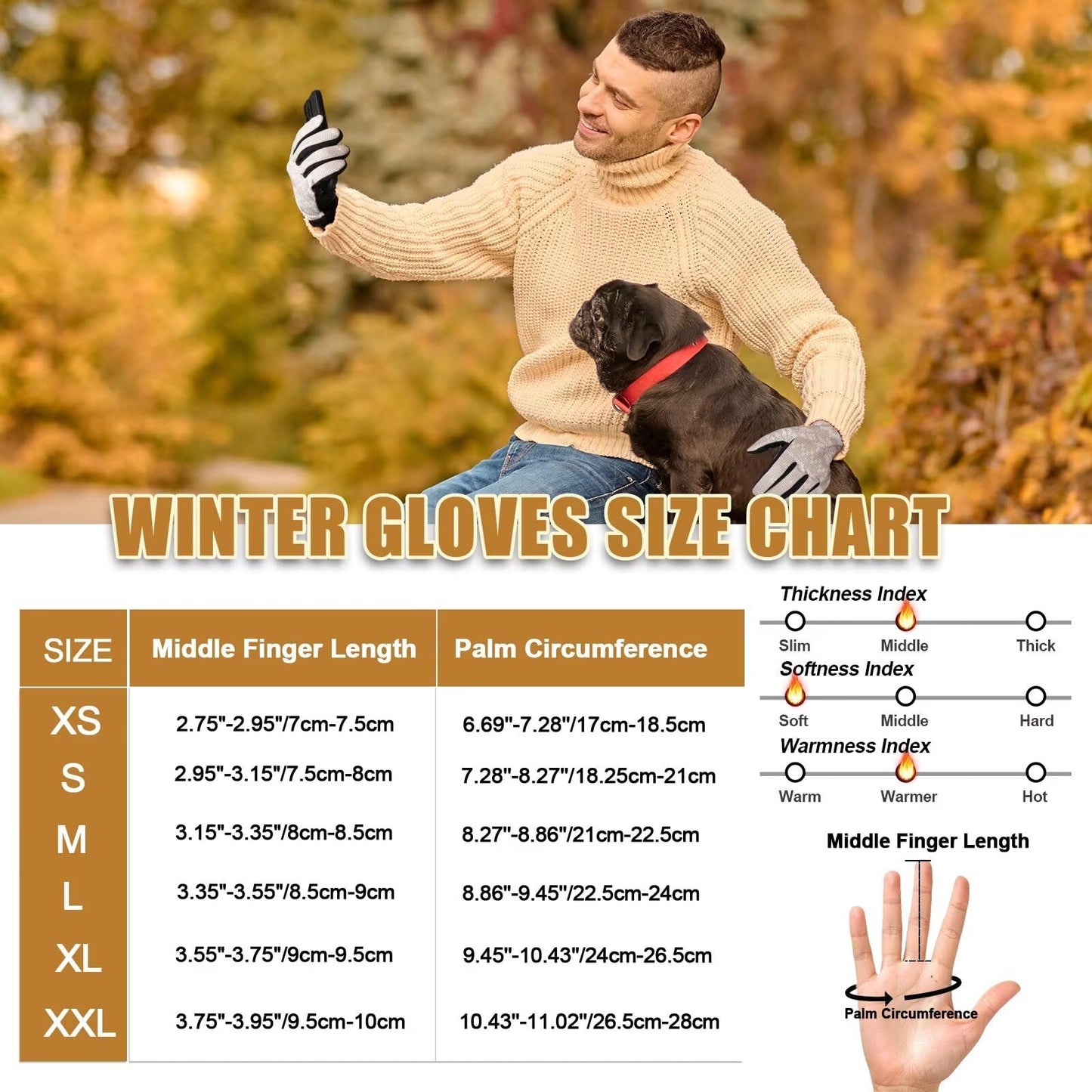 Pixel Panda Outdoor Winter Touchscreen Warm Gloves, Water Resistant Windproof Anti-Slip Sports Gloves for Cycling Driving Running Hiking Climbing Skiing Sports