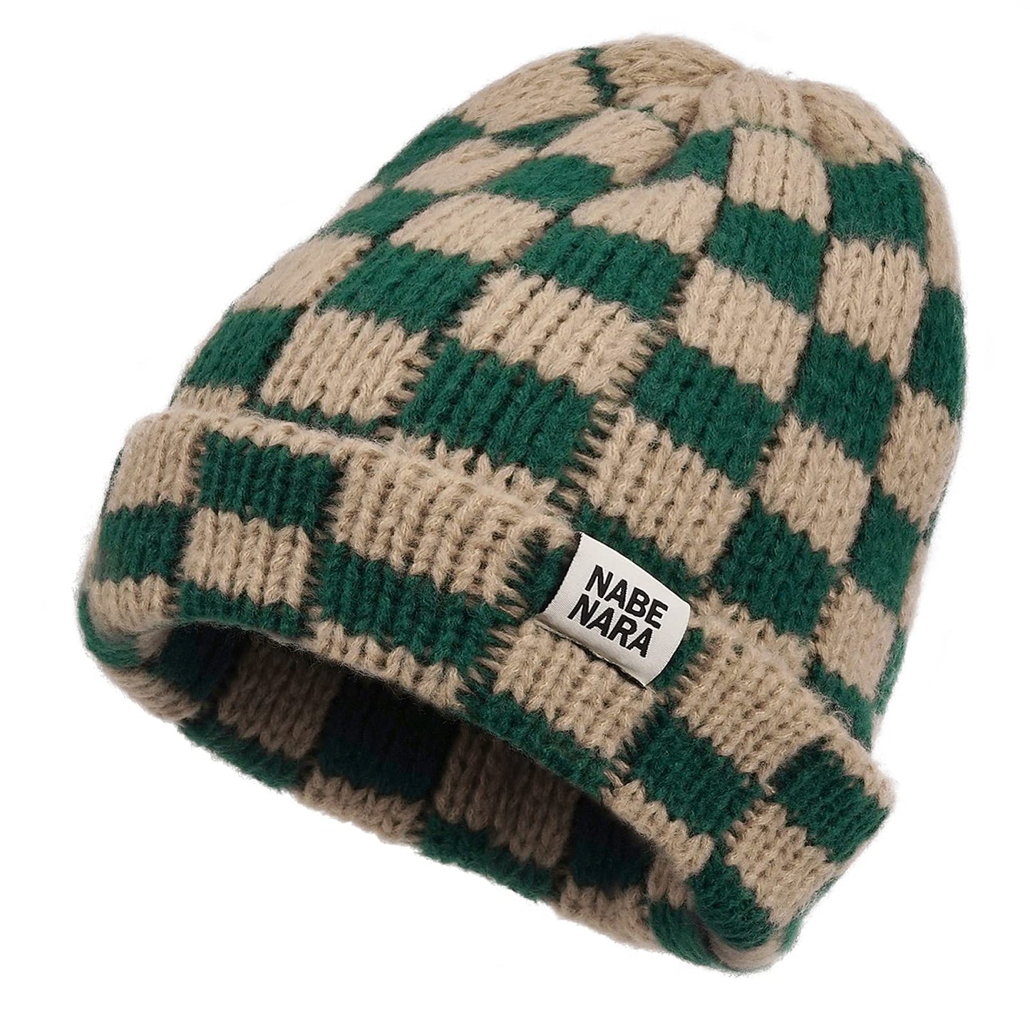 Clakllie Winter Stocking Beanie Hat Foldable Knitted Hats Roll-up Edge Skullcap Stretchy Watch Skating Hat,Khaki/Green