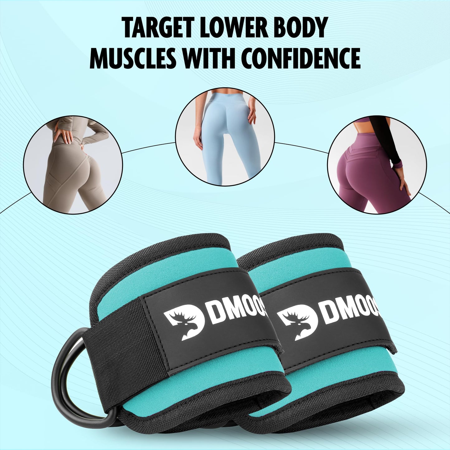 DMoose ankle strap - One Size Fit with Premium Padding, ankle gym straps, leg straps for cable machine, Booty Workouts, Leg Extension, Hip Abductors