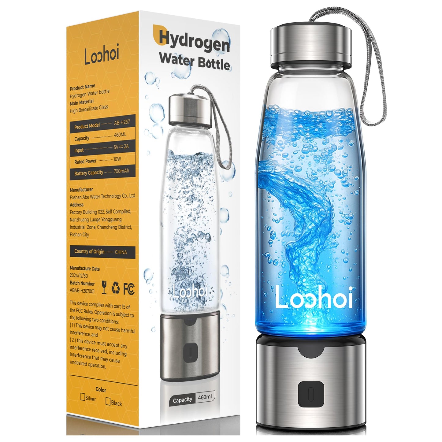 LOOHOI Hydrogen Water Bottle-2025 New Upgraded Hydrogen Water Generator with SPE/PEM Tech,16 OZ Portable Hydrogenated Rich Water Cup Hydro Machine,Health Gift for Home & Family