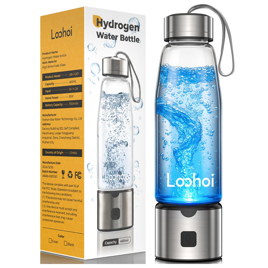 LOOHOI Hydrogen Water Bottle-2025 New Upgraded Hydrogen Water Generator with SPE/PEM Tech,16 OZ Portable Hydrogenated Rich Water Cup Hydro Machine,Health Gift for Home & Family