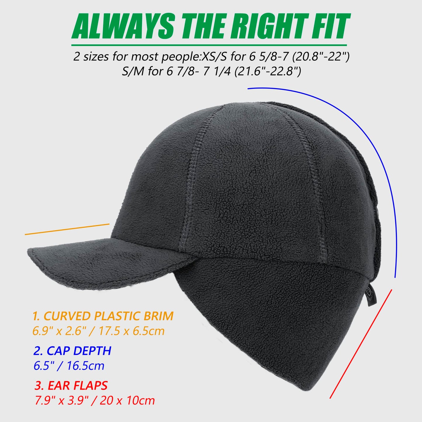 PivotWing Winter Ponytail Hats for Women, Winter Running Gear Ear Warmer Hat with Ponytail Hole for Women Fleece Pony Cap Baseball Hat with Earflap Ear Muffs for Fall Hiking Walking, Dark Grey XS/S