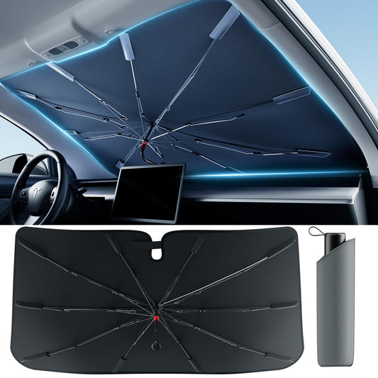 [2025 Updated] Bolamp Car Windshield Sun Shade, [Effective Keep Cool] Spring Structure Umbrella Sunshade for Automobile Windshield, Protect Cars Interior from Sun Rays, Heat Damage - Medium