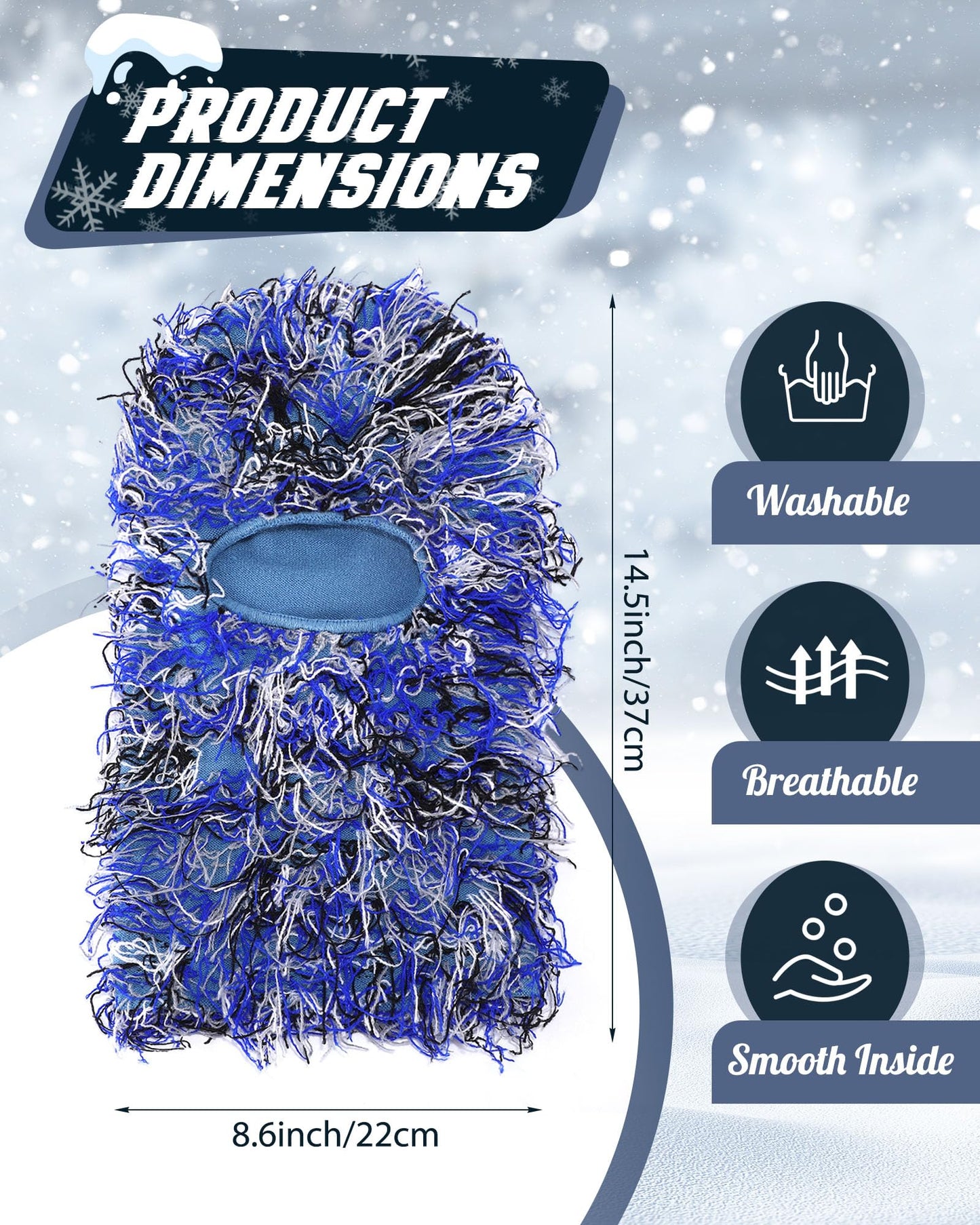 Panitay 4 Pcs Men Distressed Balaclava Winter Trending Ski Masks Women Wind Proof Furry Distress Face Mask (Main Black,White)