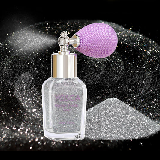 Yosca Body Glitter Spray, 30ML Diamond Body Shimmer Powder Hair Spray Silver Glitter Sparkle Highlighter Makeup Festival Concert Party Mardi Gras Rave Accessories for Rave Clothes Hair Face Nail Art