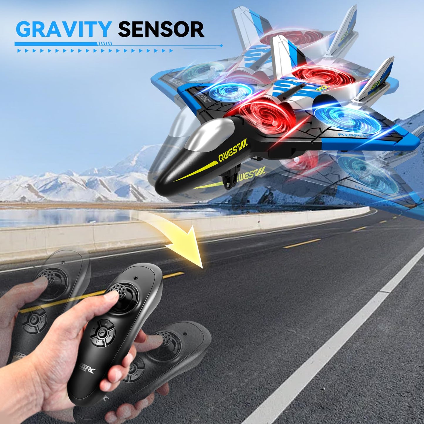 4DRC V31 RC Plane with Camera, Foam Remote Control Airplanes Drones for Kids Adults 8-12 12-16, RC Airplane Fighter Jet with Light, 360° Flip Fighter Jet Toy, Gravity Sensing, Stunt Roll, Airplane Toy
