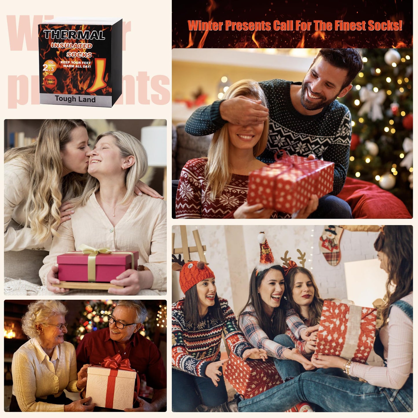 Tough Land 3 Pairs of Thermal Socks for Women Heat Trapping Warm Winter Socks