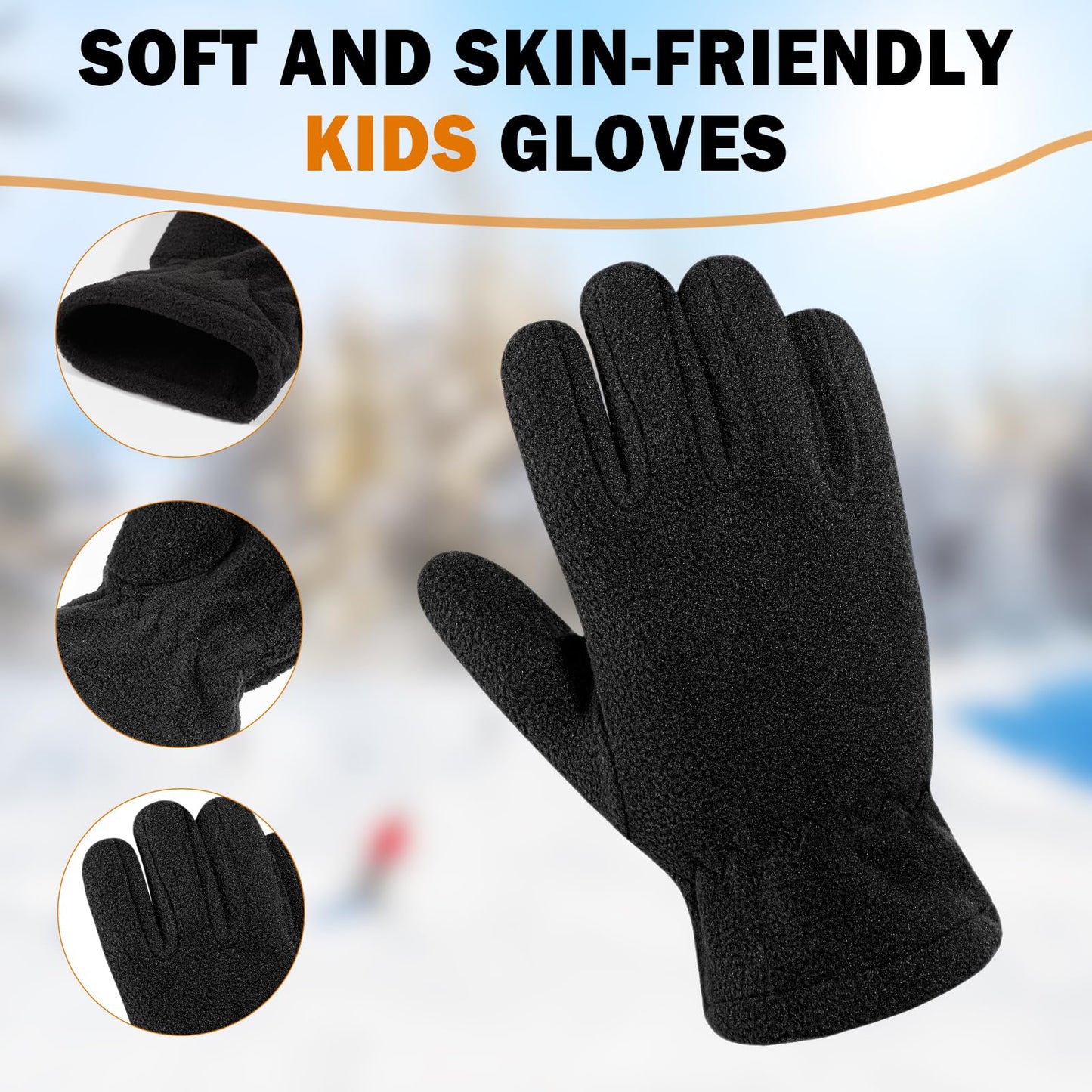 ONESING 3 Pairs Fleece Winter Gloves Toddler Warm Gloves for Boys Girls Snow Outdoors Cold Weather Mixcolor G
