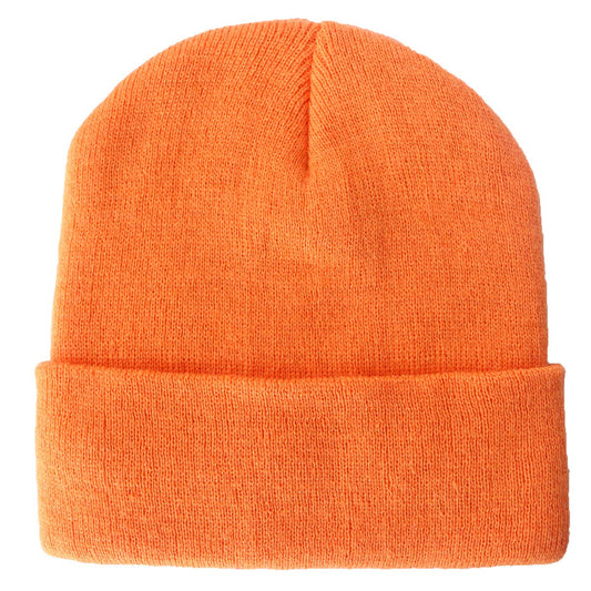 Telea Thick Winter Warm Cuffed Beanie with Soft Lining Adult Size for Men and Women Orange