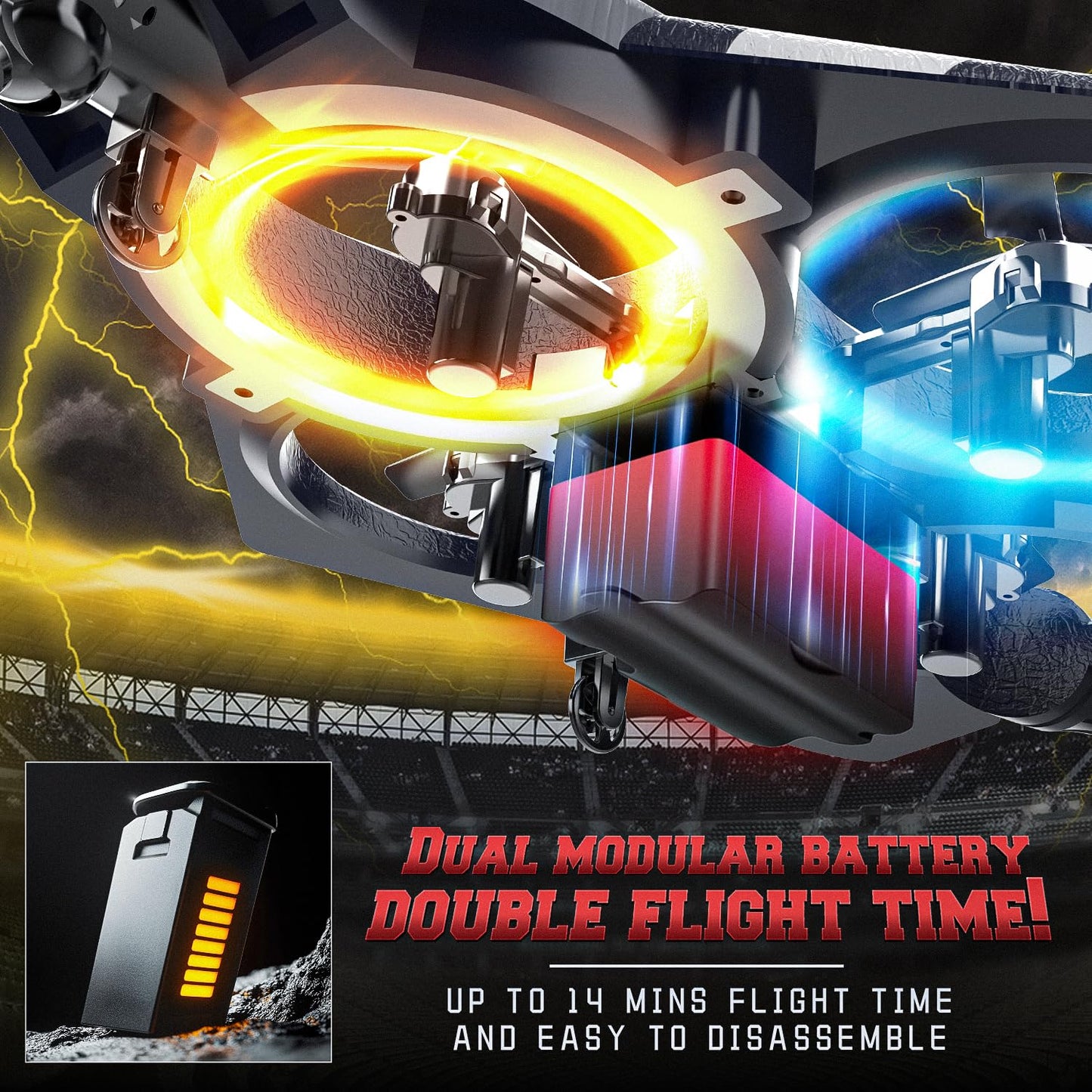 BEZGAR RC Plane for Kids | 2.4GHZ Brushless Drones with Camera, 6-axis Gyro Remote Control Airplane, 360° Flip Fighter Jet Toy, Toys for ages 8-13 with Colorful LED Navigation Lights Blue