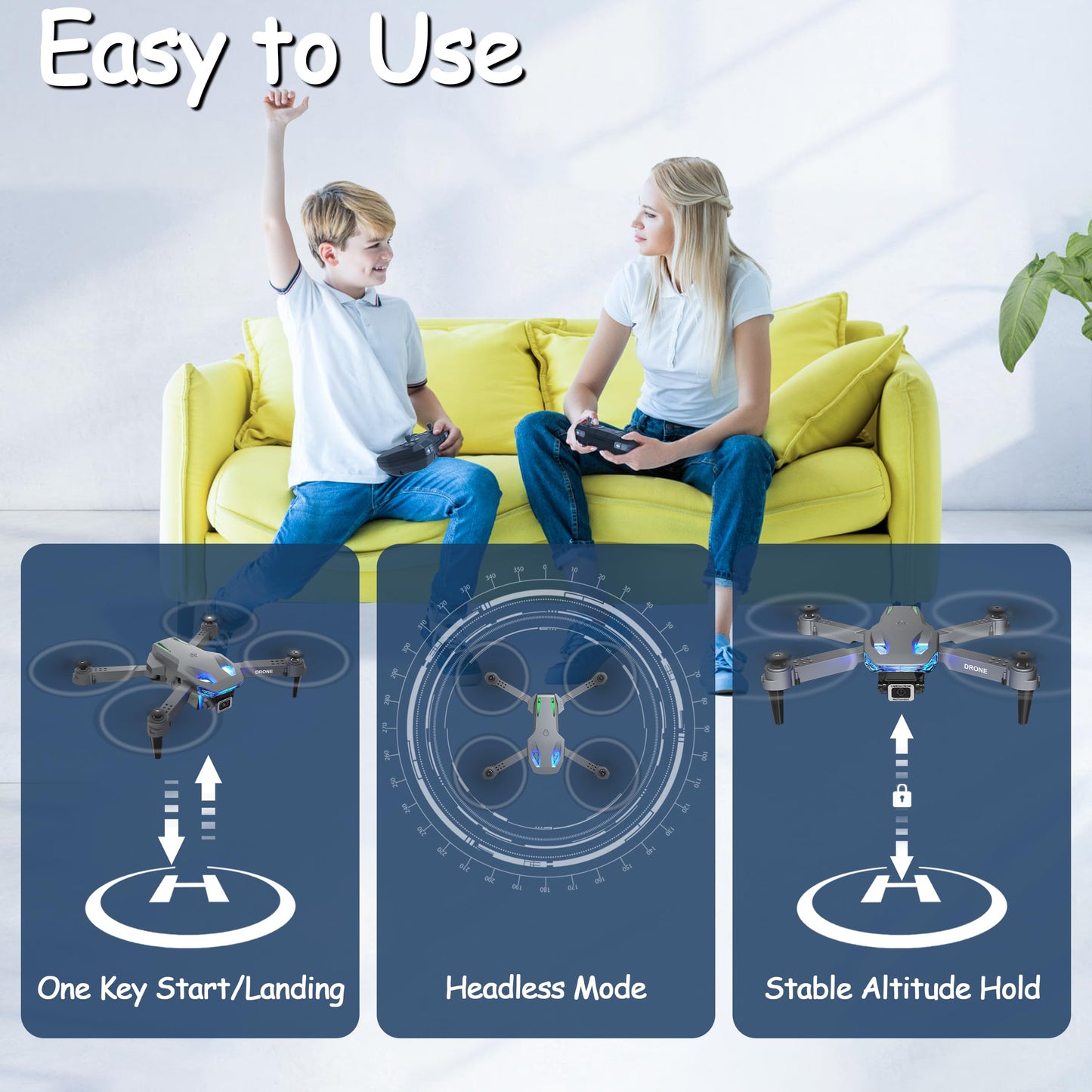 Wipkviey Drone with Camera T28 - Mini Drone 90° Adjustment RC quadcopter 1080P HD, Fpv Foldable Drones for Adults, Drones for kids, Gesture Selfy, Headless Mode, 3D Flip, drone for Beginners