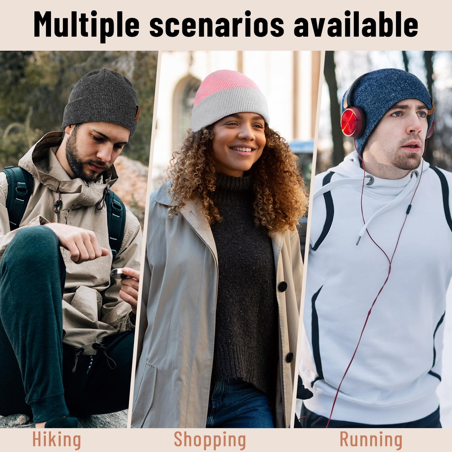 Sukeen Unisex Winter Beanie for Men and Women Soft Double-Layer Slouchy Skull Caps Warm Knitted Cuff Hat for Daily Outdoor Dark Gray