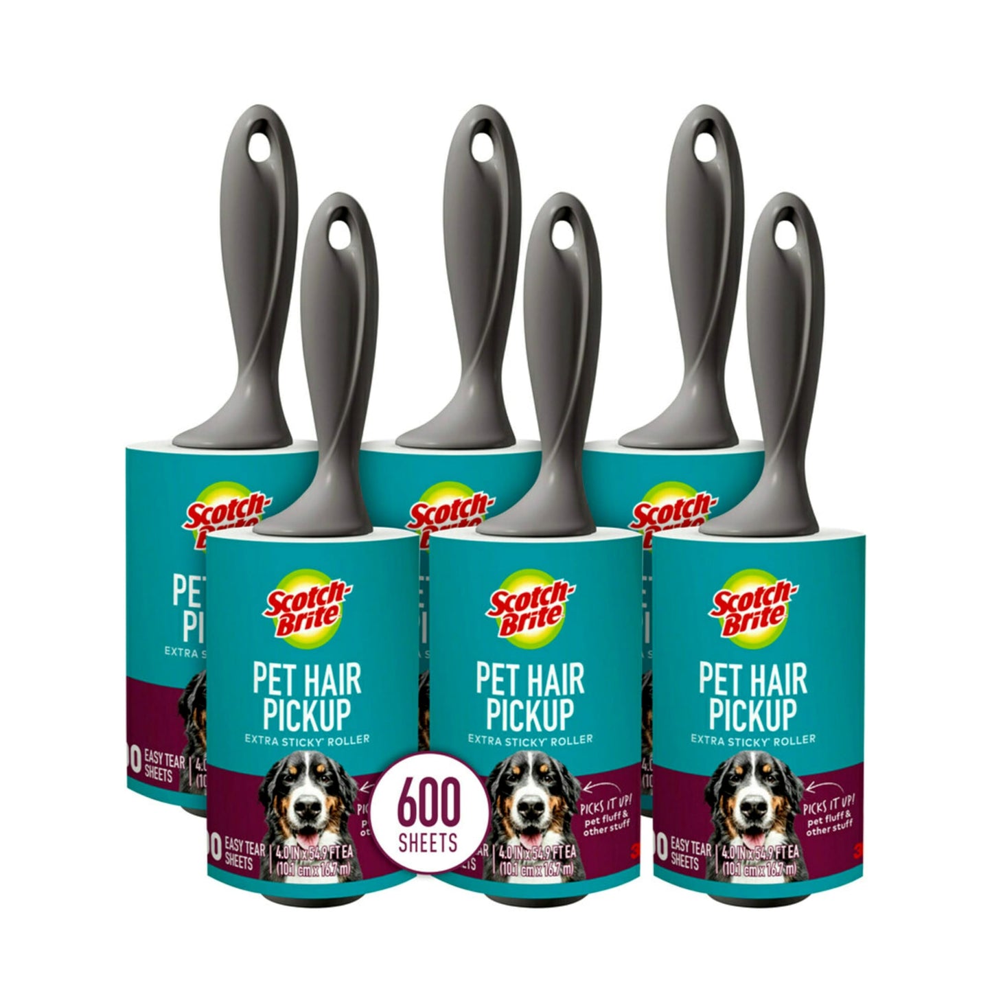 Scotch-Brite Pet Extra Sticky Hair Lint Roller 6 Rollers 600 Sheets