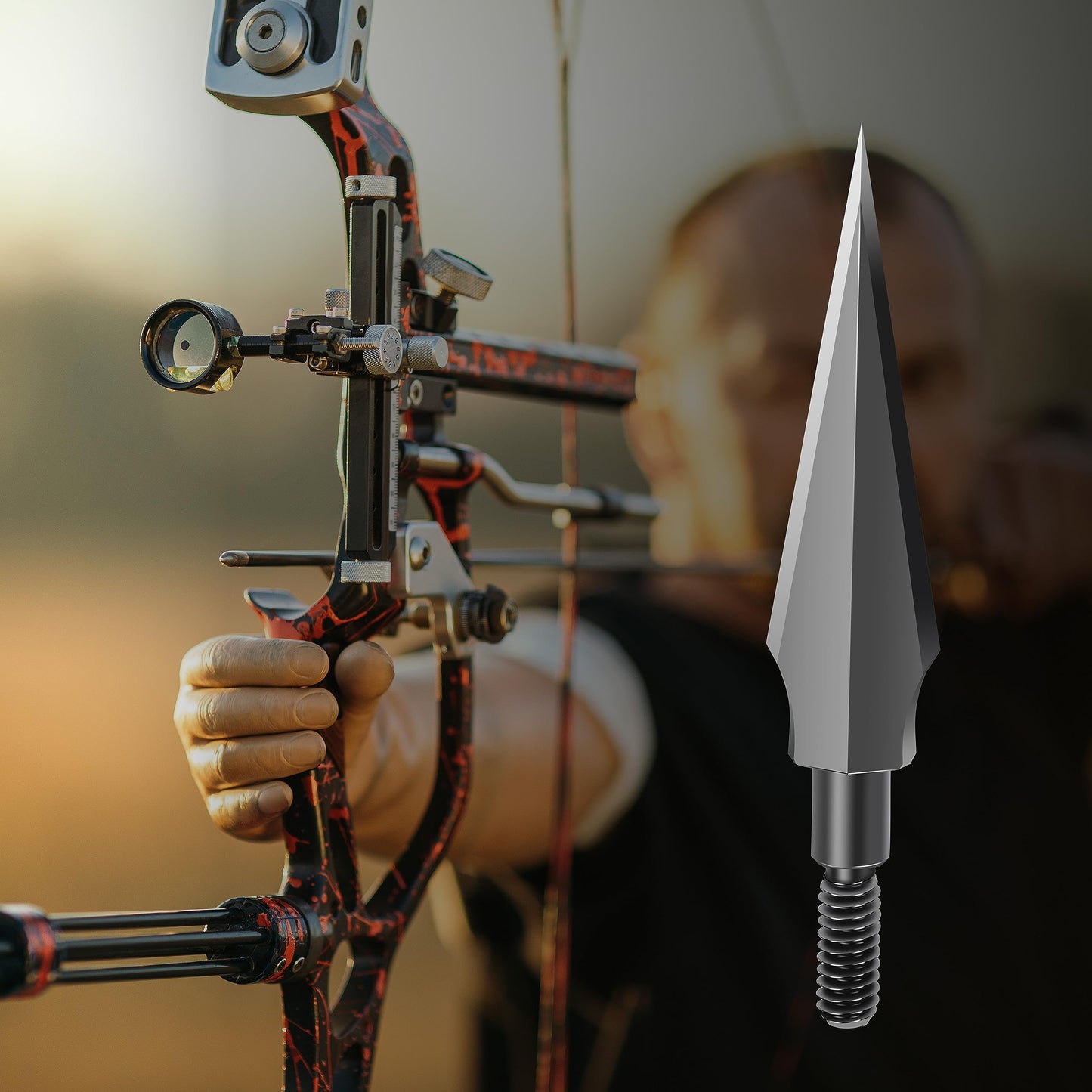 SUNYA Broadheads 120 Grain Steel Archery Arrow Tips for Compound, Recurve Bow & Crossbow, Traditional Screw-in Arrow Heads for Arrows, Pack of 12 in a Storage Case