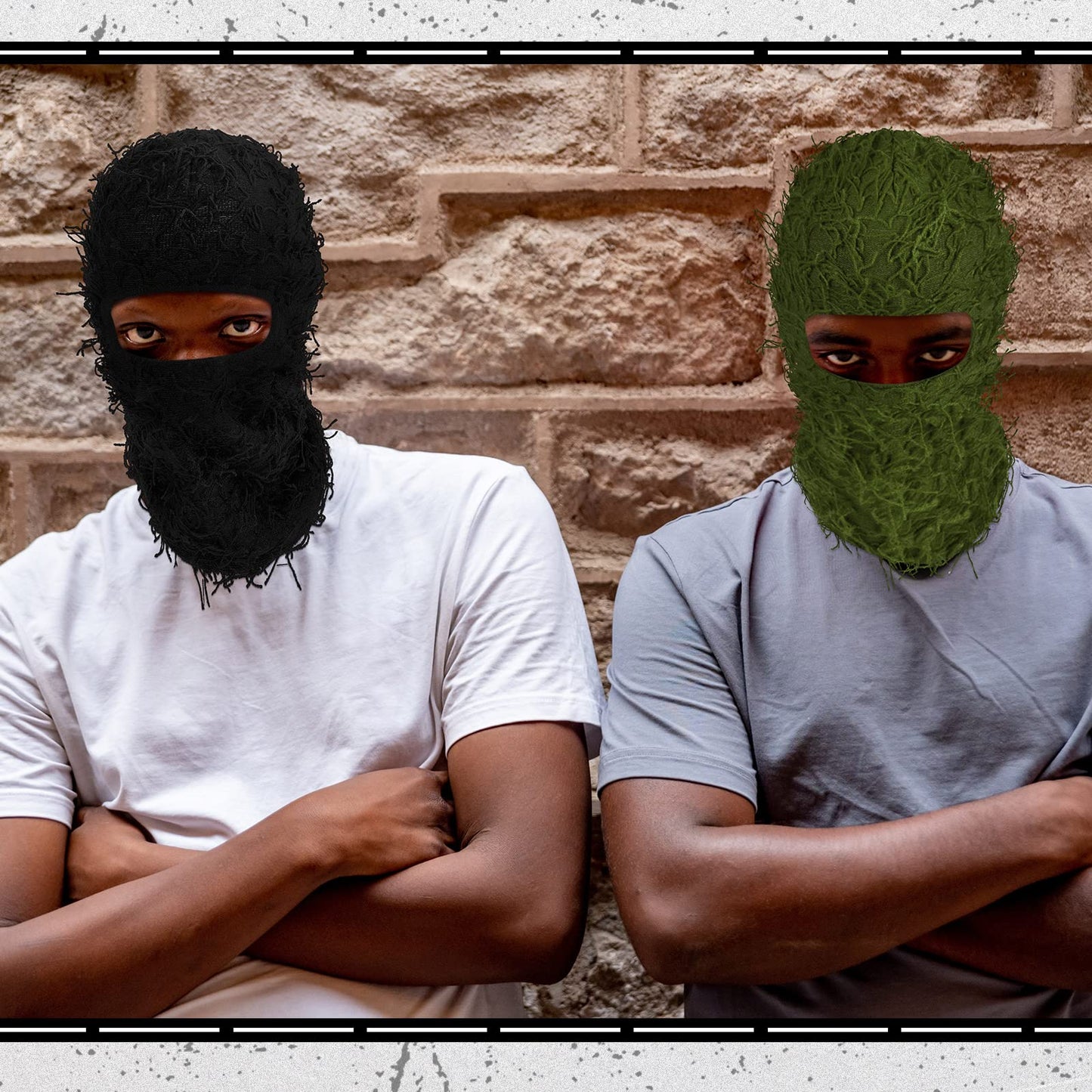 Newcotte 3 Pcs Distressed Balaclava Full Face Ski Mask Cool Knitted Balaclava Windproof Ski Mask for Men Women Cold Weather (Black, Dark Gray, Army Green)