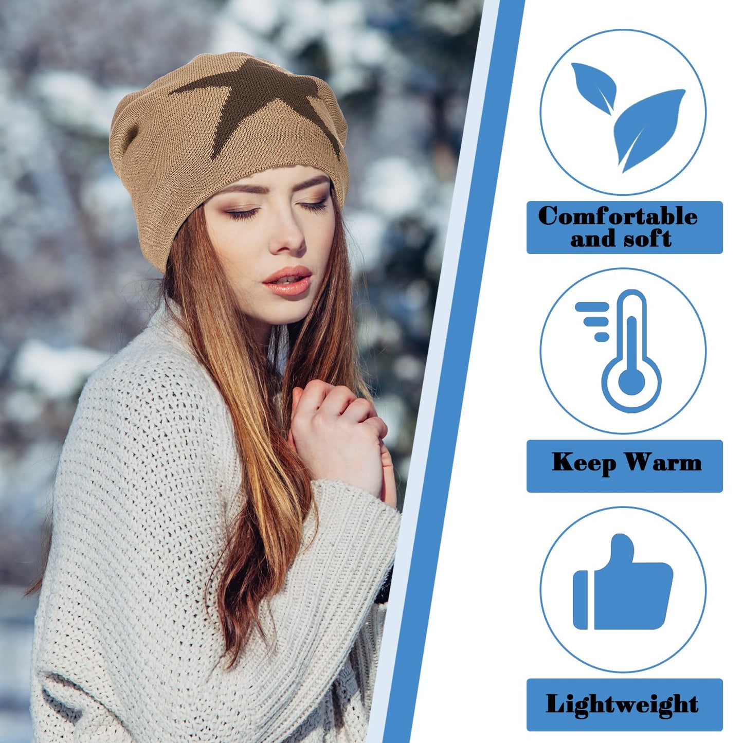 Chuarry 2 Pcs Y2k Hat Grunge Accessories Vintage Goth Graphic Knitted Slouchy Beanies Winter Warm for Men Women Black, Khaki