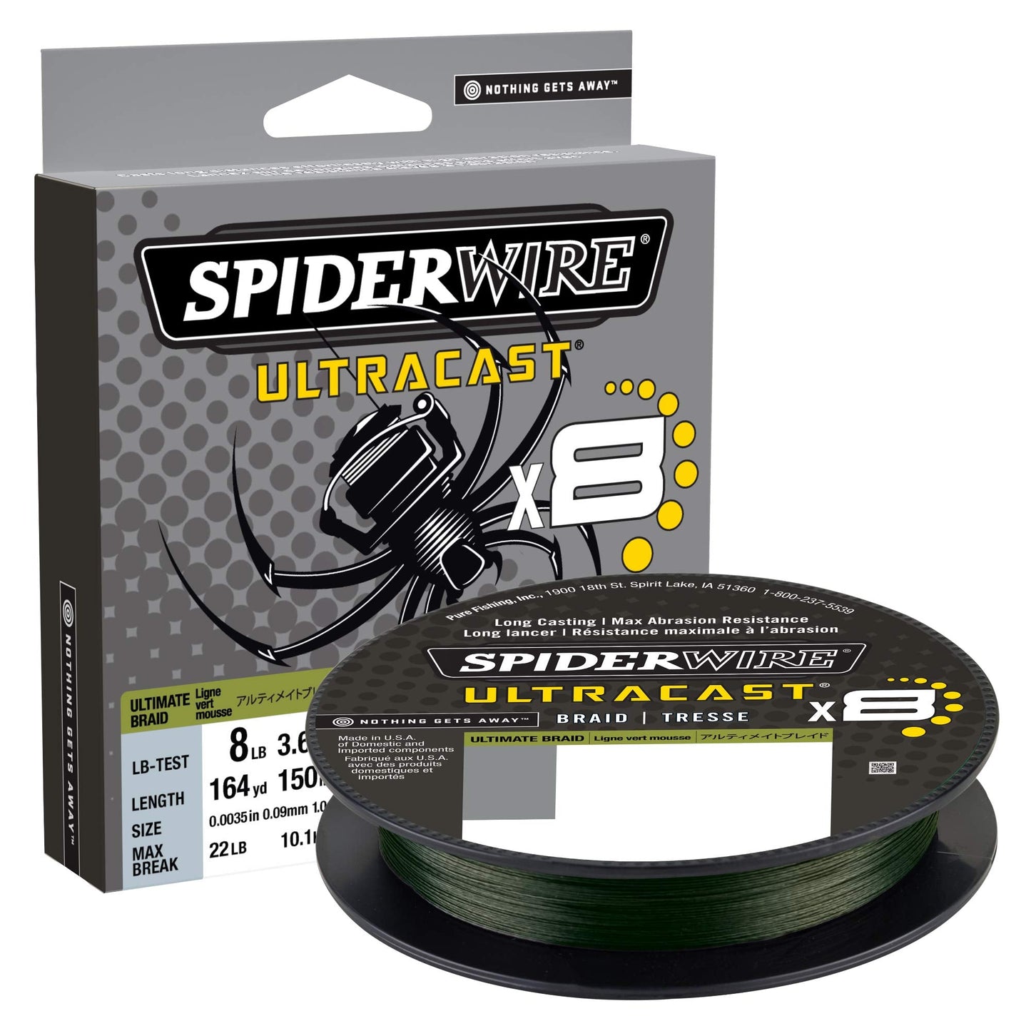 SpiderWire Superline Ultracast Braid, Ultimate Braid-Moss Green, 15lb | 6.8kg, 164yd | 150m Fishing Line