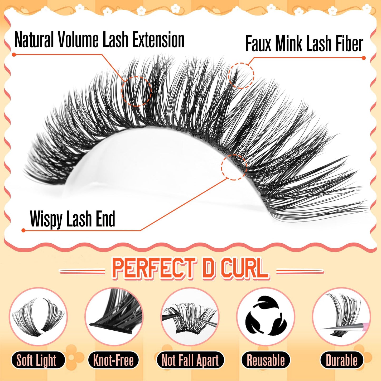 calphdiar Lash Clusters Wispy Eyelash Clusters 480PCS 40D+50D Individual Lashes Clusters D Curl Cluster Eyelash Extensions 8-18mm DIY Natural Volume Lash Extension for Beginners