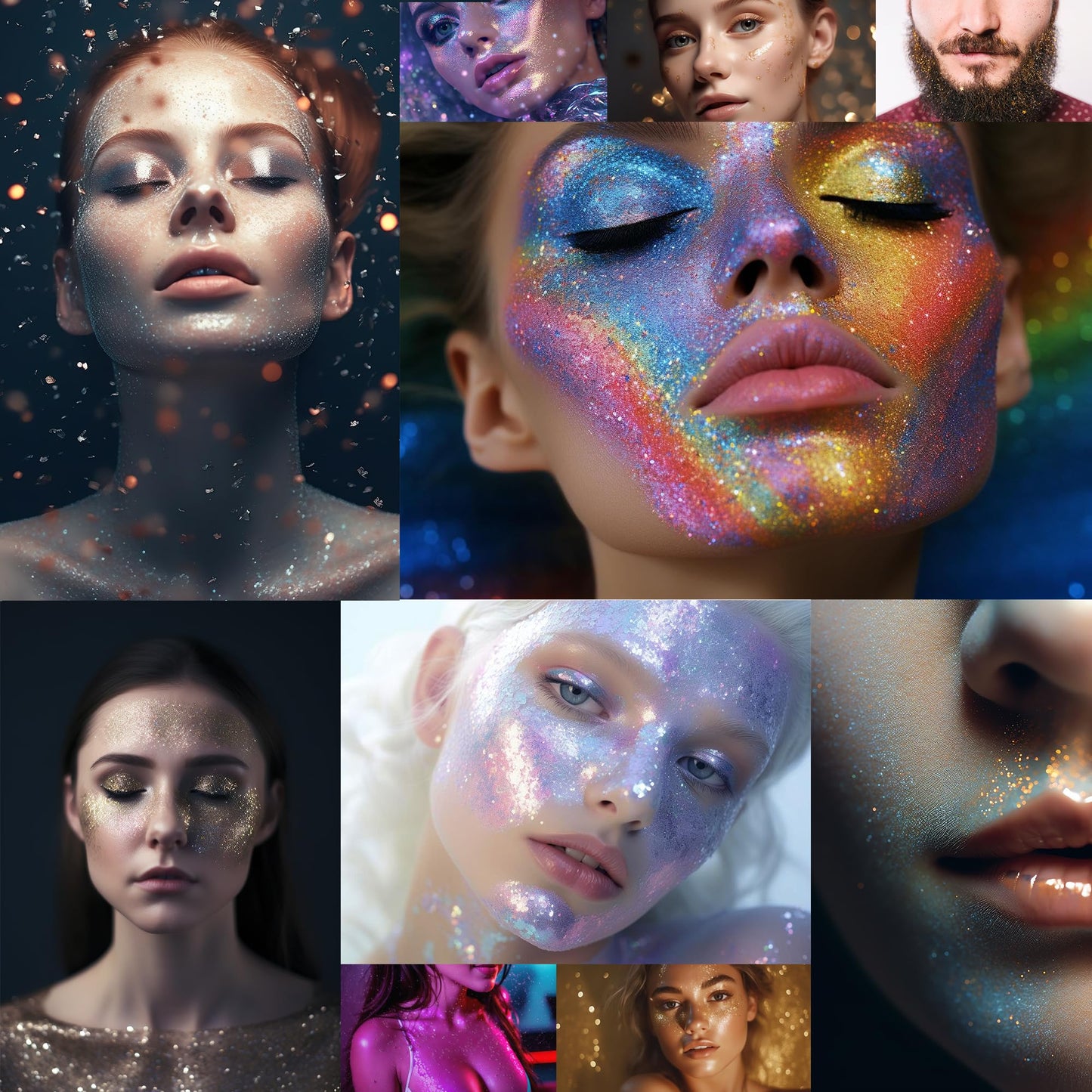 Goolitter Face, Body & Hair Holographic Gold Glitter Gel [Pharaoh Gold] 2oz (60mL) | Fine | K-Beauty | Halloween, Festival, EDM, Rave, Party, Concert, Costume Makeup | Vegan, Cruelty Free