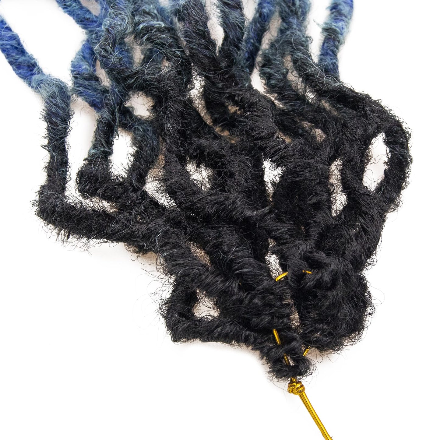 Faux Locs Crochet Hair 18Inch Goddess Locs Crochet Hair, 6Packs Blue Crochet Hair Pre Looped Soft Locs Curly Ends Dreadlock Extensions Faux Crochet Locs Synthetic Crochet Braids (1B/Blue, 18'')