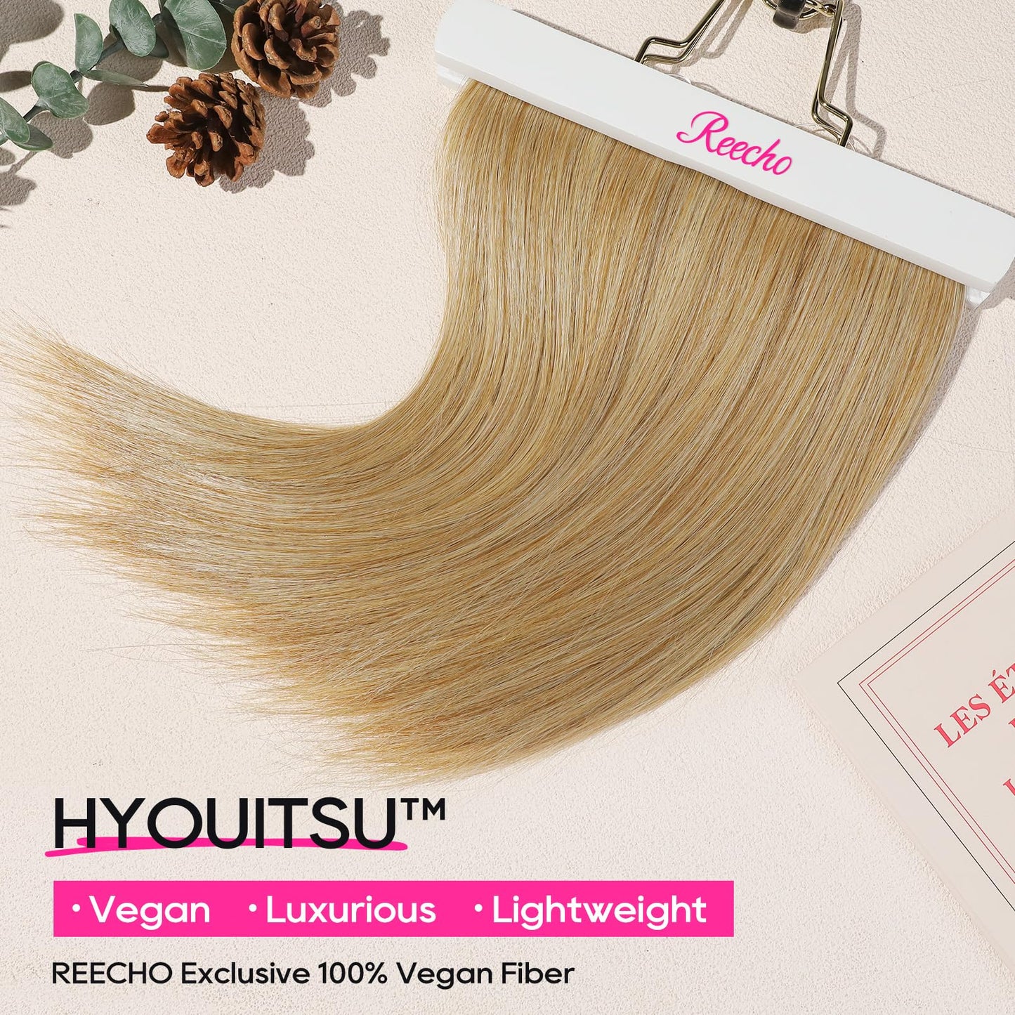 REECHO Invisible Wire Hair Extensions with Thinner Softer Lace Weft 12" Short Straight Clips in Secret Hairpiece for Women 12 Inch (Pack of 1) - Golden Blonde