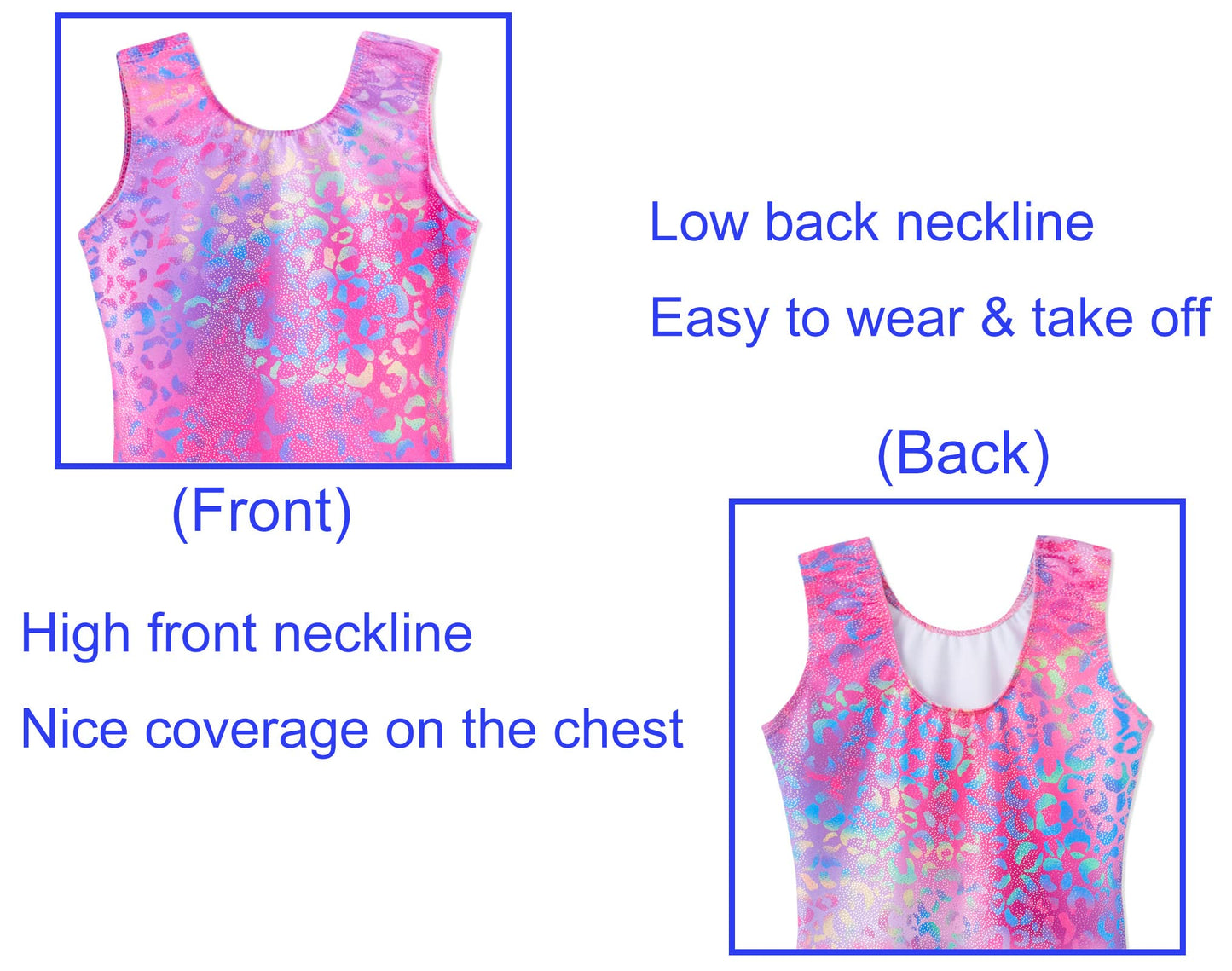 Domusgo Girls Gymnastics Leotards Size 6-7 Years Old Sparkle Pink Multicolor Cheetah Unitard for Kids Tumble Class