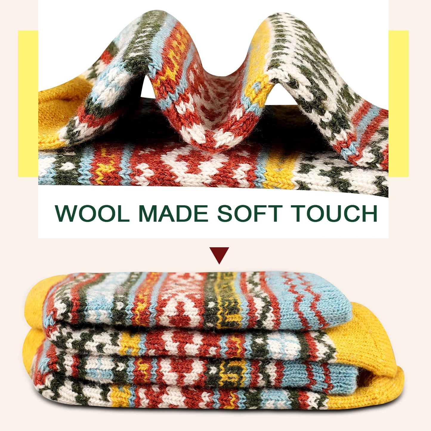 Heatuff Women's Winter Wool Socks Warm Soft Full Cushion Crew Socks (5 Pairs)