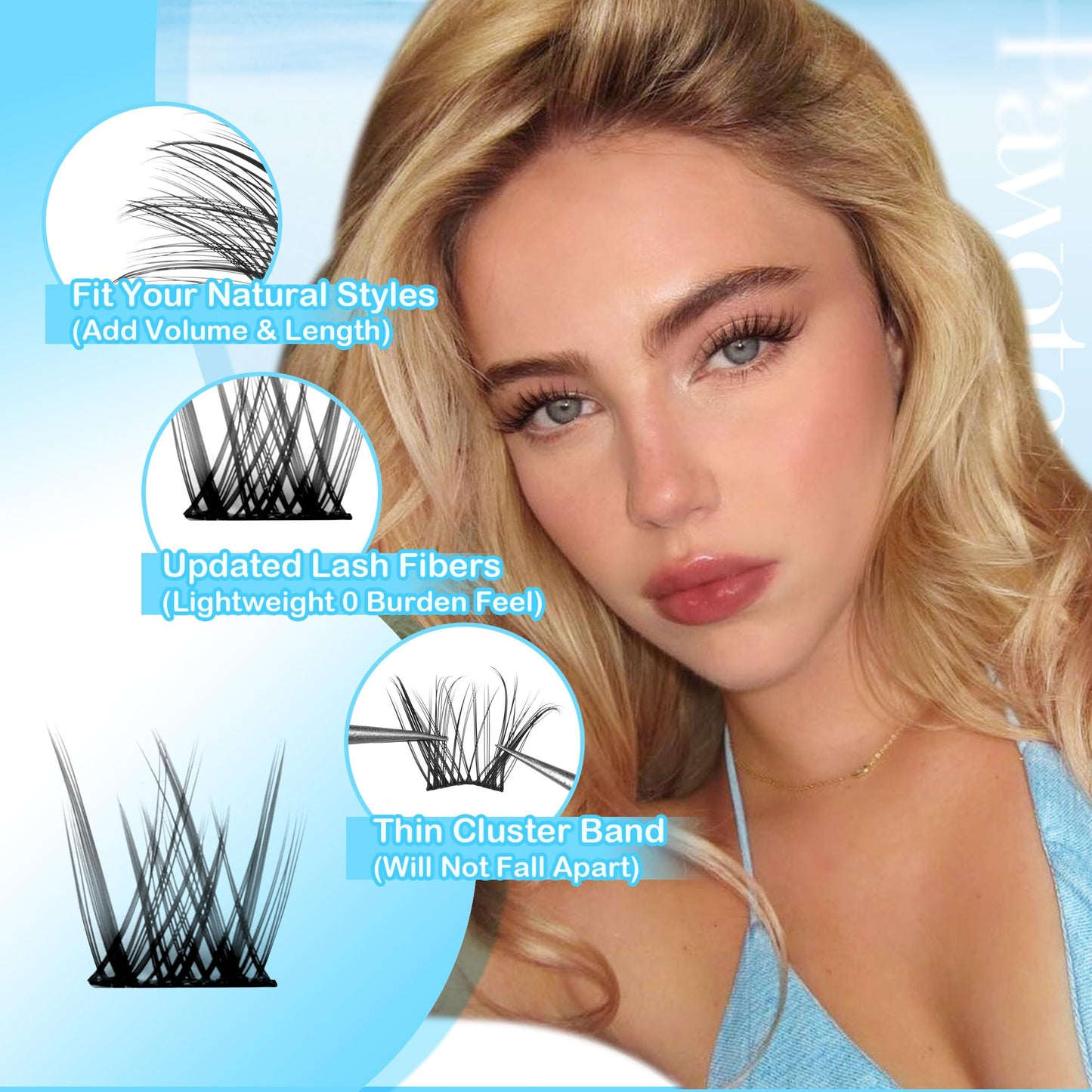 Pawotence Wispy Lash Clusters Natural Cluster Eyelash Extensions 154pcs Individual Lashes 8-16mm Lash Extension DIY False Eyelashes Soft Comfortable Natural Eyelash Clusters with Thin Band