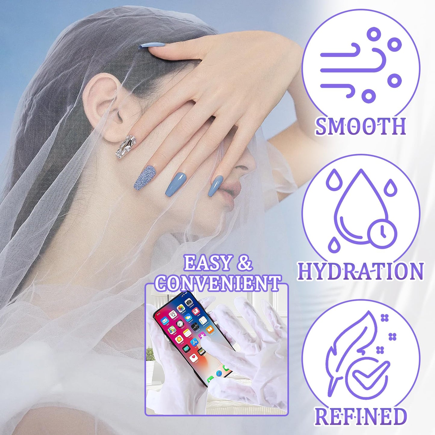 LJYBoBin Hand Mask Moisturizing Gloves 6 Pack,Hydrating Hand Mask for Women,Soft Gloves for Dry Cracked Skin A