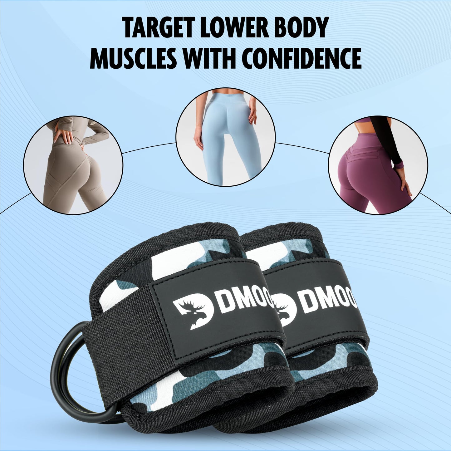 DMoose ankle straps for cable machines - One Size Fit with Premium Padding, ankle bands for working out, kickback, Booty Workouts, Leg Extension, Hip Abductors