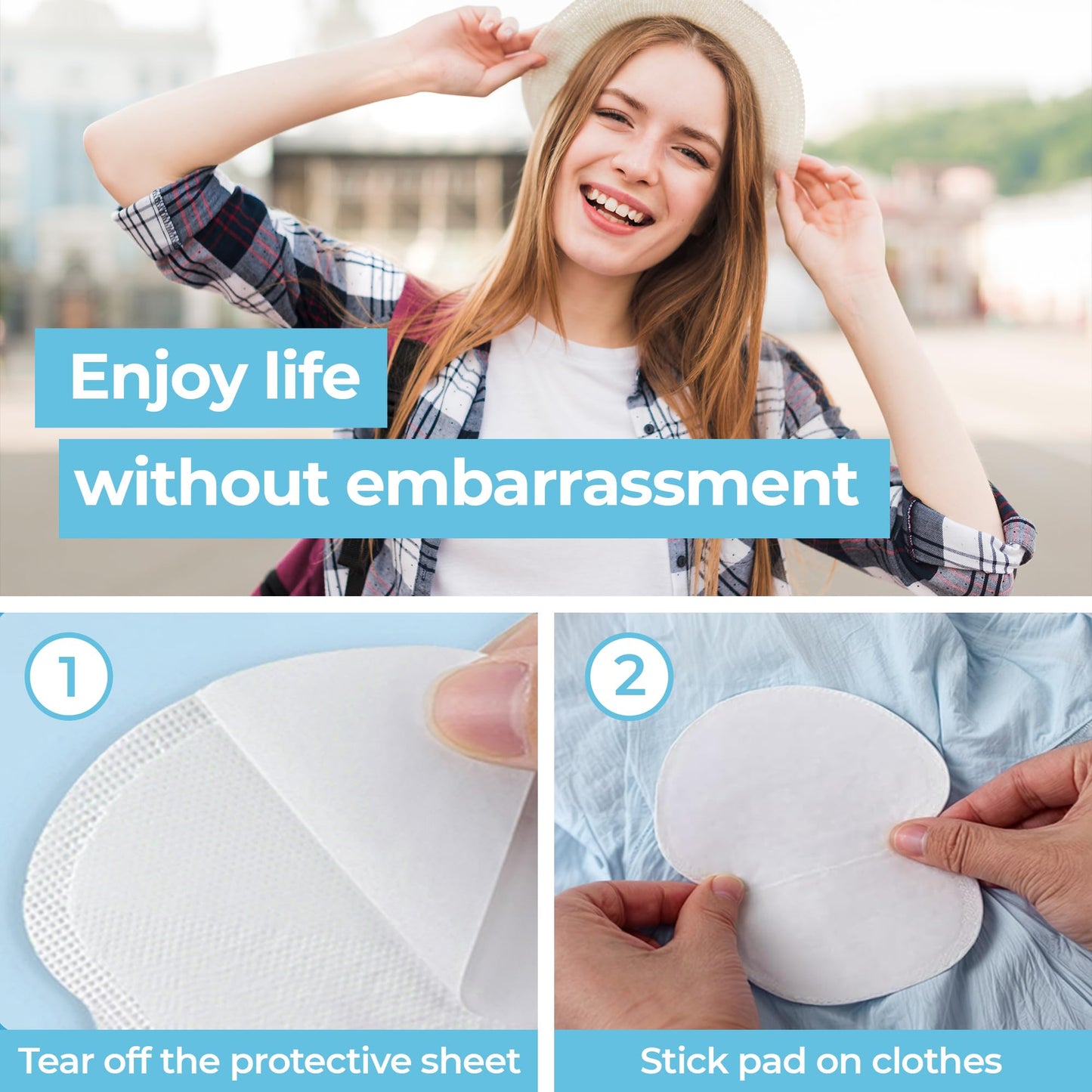Armpit Sweat Pads for Under Arms - Extra Comfort, For Hyperhidrosis, for Men and Women, Not Visible, Disposable Underarm Dress Shields/Guards, Enhanced Anti Sweat Protection