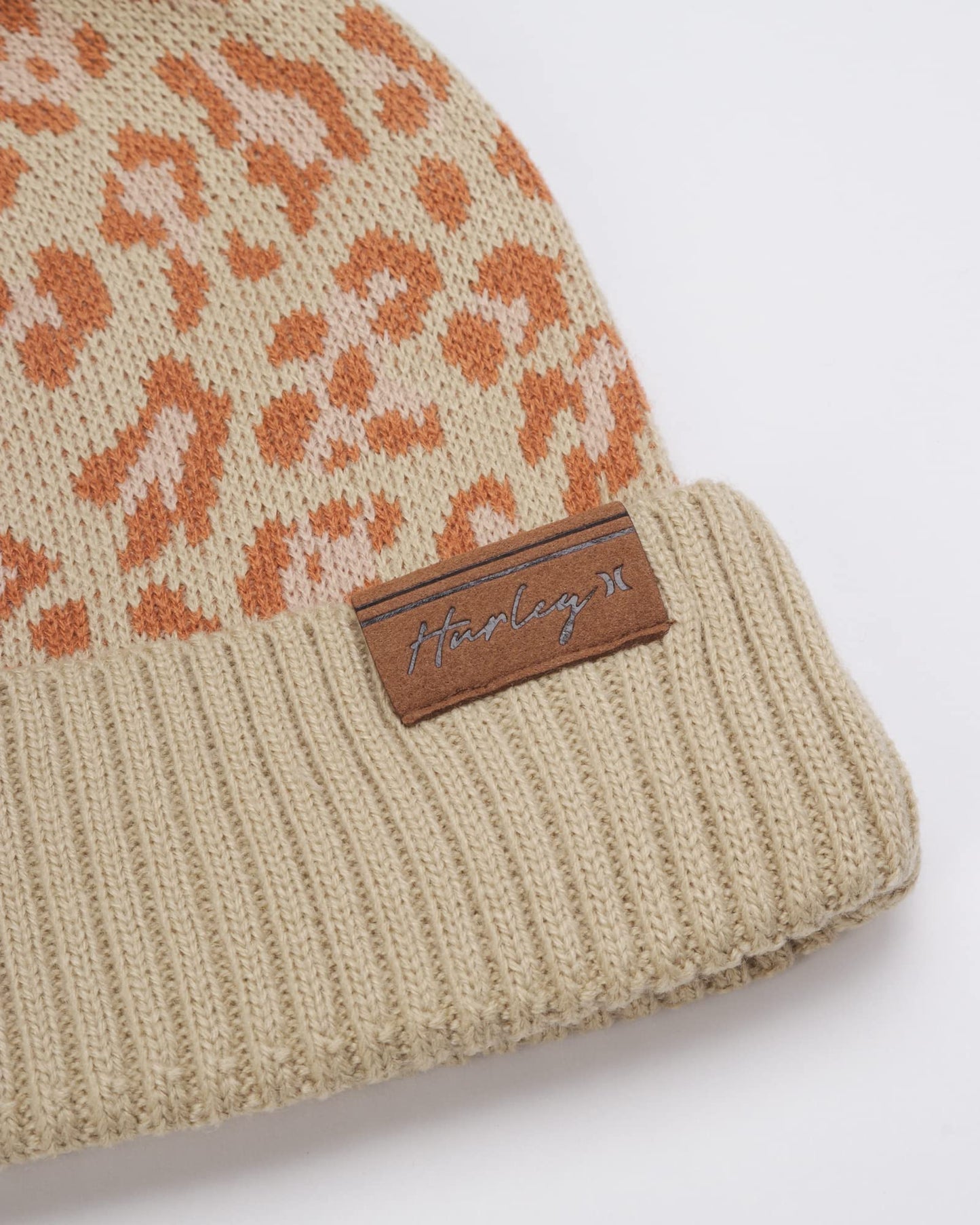 Hurley Women's Winter Hat - Vermont Knit Cuff Beanie with Pom-Pom, Pale Ivory