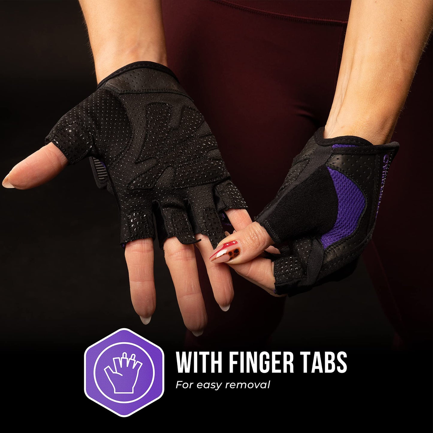 Contraband Pink Label 5137 Women's Padded Weight Lifting and Rowing Gloves w/Grip-Lock Padding (Pair) - Machine Washable Fingerless Workout Gloves Designed Specifically for Women (Purple, X-Small)