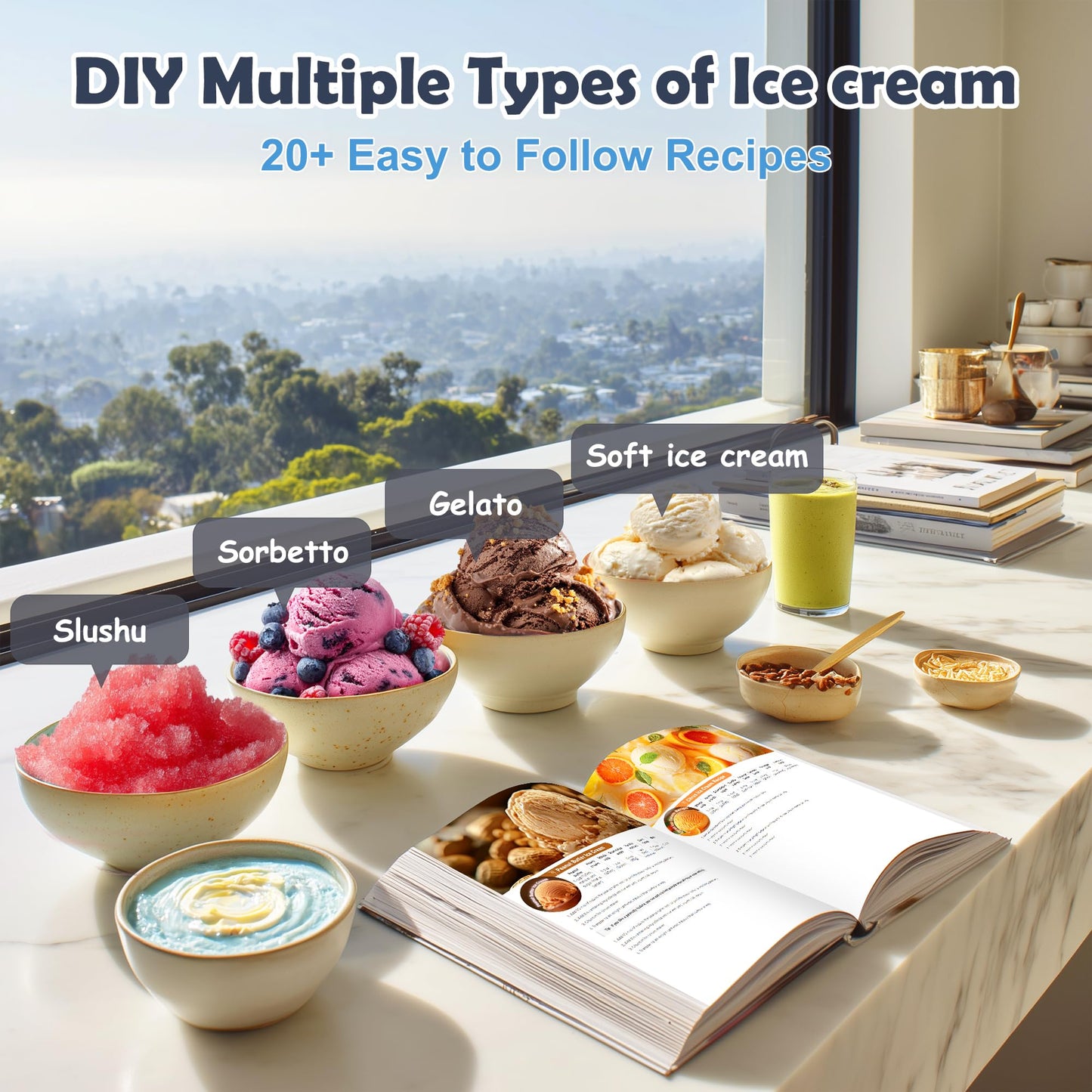 BRIOBITE 1.1 Quart Ice Cream Maker – Electric Ice Cream Machine for Gelato, Milkshakes & Sorbet, Perfect for Family, Easy to Use & Clean,Silver