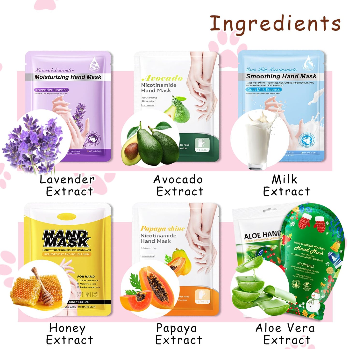 DWDiWen Hand Masks, 6 Pairs Hydrating Exfoliating Hand Peeling Mask, Smooth Hand Masks Moisturizing Gloves Overnight for Dry, Rough, Cracked Hands, Hand Skin Moisturizer Glove for Women Men（I