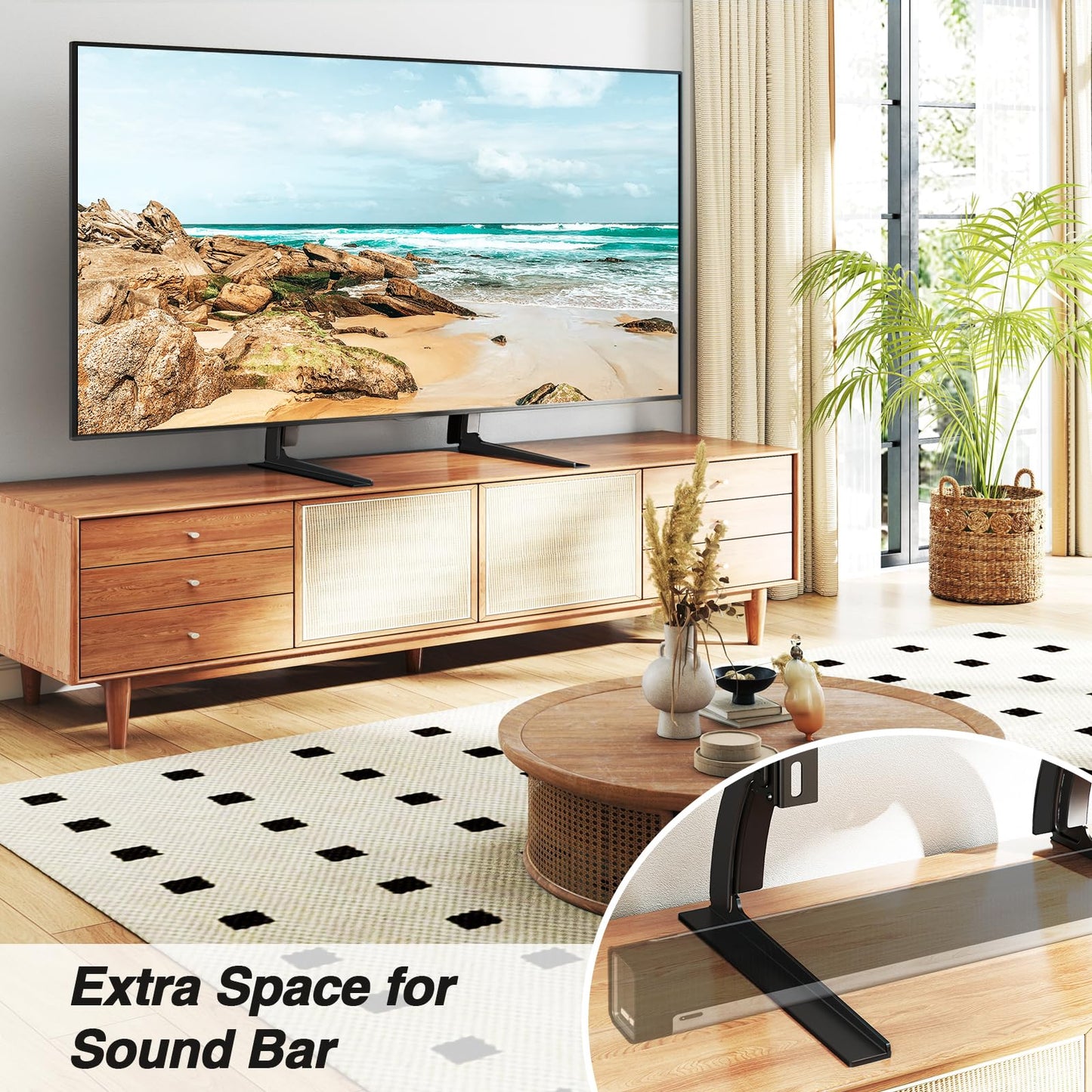 5Rcom TV Stand Mount, Universal TV Stand Tabletop for 22 to 65 inch Plasma LCD LED Flat Screen TVs, Strong TV Legs Holds up to 88lbs, Height Adjustable TV Base, Max VESA 800 x 500mm