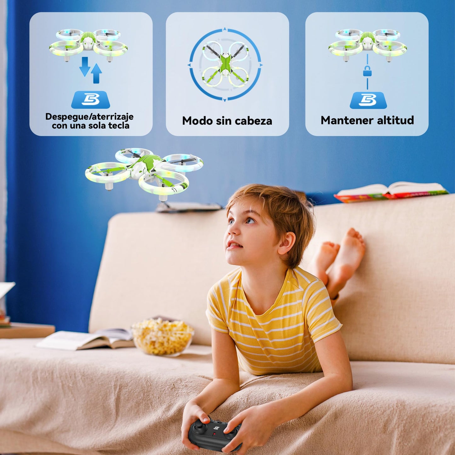 BEZGAR HQ051S Drone for Kids (Upgraded LED Lighting Effect) - Mini Remote Control RC Drones with Altitute Hold, 3D Flip, Headless Mode, Beginners Small Quadcopter, Gifts Toys for Boys Girls Adults