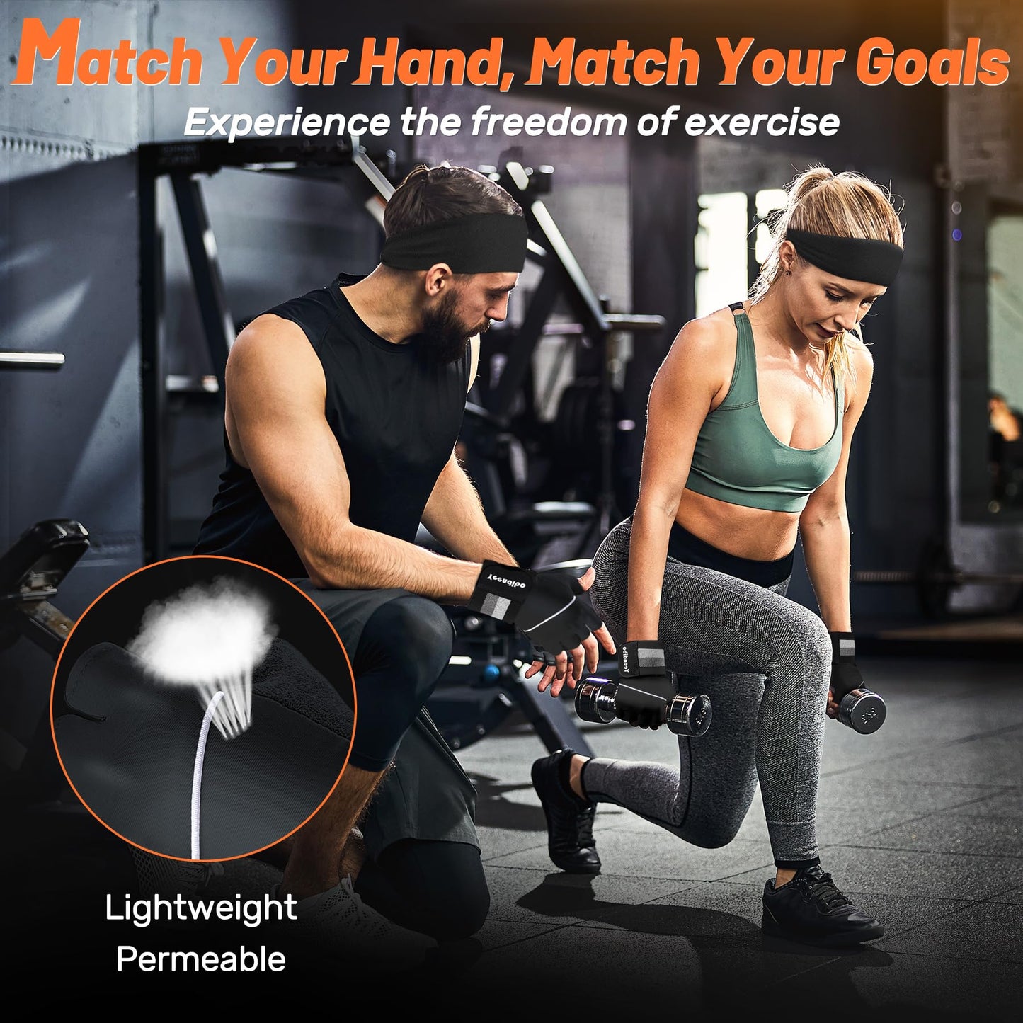 Yeendibo 5-in-1 Workout Gloves for Men & Women, with Excellent Grip, Full Protection Exercise Weight Lifting Gym Gloves, Detachable Wrist Strap & Mesh Bag